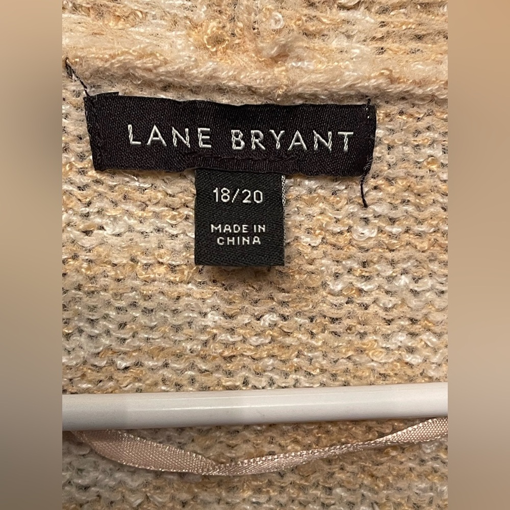 Lane Bryant Women Open Front Cardigan Beige Button Detail Long Sleeve Size 18/20 - Picture 4 of 11